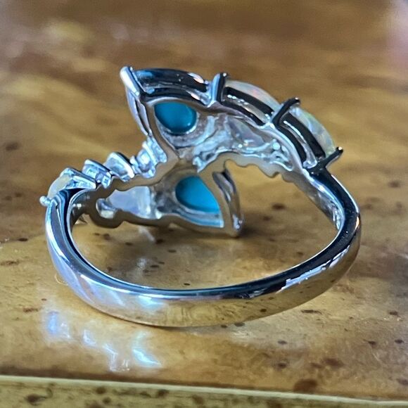 Sleeping Beauty Turquoise Ethiopian Opal Sterling Silver Ring Size 7 - Picture 5 of 10